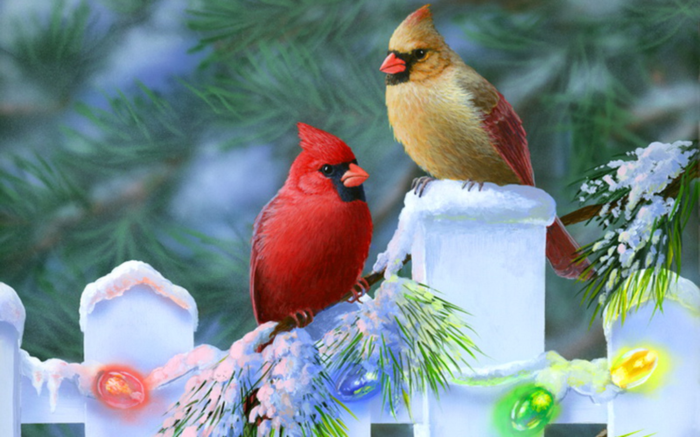 Christmas-cardinals Wallpaper